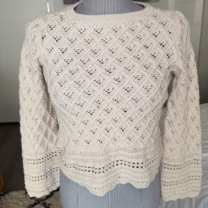 LOFT Cream Textured Knit Sweater